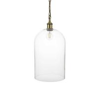 Lawrence Clear Elongated Dome Glass Pendant Light - Antique Brass - Se Home
