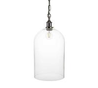 Lawrence Clear Elongated Dome Glass Pendant Light - Black Nickel - Se Home