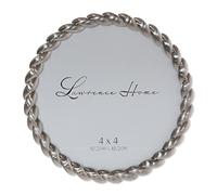 Lawrence Frames 4x4 Round Brushed Nickel Metal Picture Frame with Rope Design