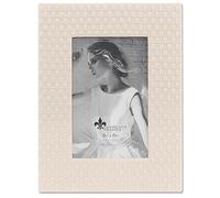 Lawrence Frames 4x6 Cream Vegan Leather Picture Frame - Weave Design