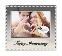 Lawrence Frames 4x6 Happy Anniversary Picture Frame, Silver