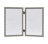 Lawrence Frames 4x6 Hinged Double Brushed Nickel Metal Picture Frame with Rope Design