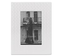 Lawrence Frames 4x6 White Vegan Leather Picture Frame - Diagonal Design