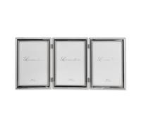 Lawrence Frames Hinged Triple (Vertical) Metal Picture Frame Silver-Plate with Delicate Beading, 5 by 7-Inch