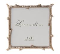 Lawrence Frames Metal Picture Frame, Natural Branch Design, Gold, 4x4