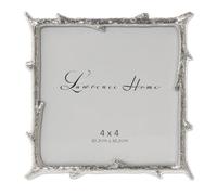 Lawrence Frames Metal Picture Frame, Natural Branch Design, Silver, 4x4