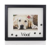Lawrence Frames Walnut Wood 4x6 Woof Picture Frame - Matted Shadow Box Dog Frame (565564)