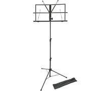 Lawrence LMS02-BK Metal Folding and Adjustable Sheet Music Stand with Carry Bag - Black