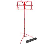 Lawrence LMS02-RD Metal Folding and Adjustable Sheet Music Stand with Carry Bag - Red
