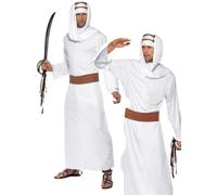 Smiffys Lawrence of Arabia Costume, White with Gown, Headpiece & Belt, Around The World Fancy Dress, Adult Dress Up Costumes