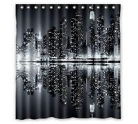 Lawrence Unique And New York Skyline Black And White Shower Curtain With Hooks Custom Printed Waterproof Fabric Polyester Bath Curtain Inchesbathroom Decor Shower Curtain With Hooks 66x72 inch
