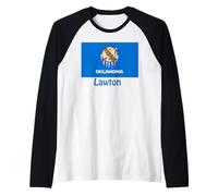 Lawton Oklahoma USA State Flag Souvenir Raglan Baseball Tee