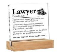 Lawyer Gifts for Women Men, Presents for Lawyers, Lawyer Definition Clear Acrylic Desk Decorative Sign for Home Office, 4 x 4 Inches