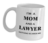 Lawyer Mom Mug Gifts for Women - Nothing Scares Me - Attorney Wife Mothers Day Coffee Tea Cup Funny Cute Gag Law Practitioner Atty Advocate Bar Passer School Graduation Social Inspirational