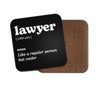 Lawyer Square Coaster - Law Work New Job Dictionary Regular But Cooler Definition Funny Joke Hobby Men Women Kitchen Drink #82663
