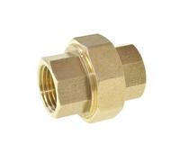 LAXALO 1pc Female Connection Thickened Brass Pipe, Threaded Brass Union Fitting for Air Conditioning Refrigeration(3/8inch)