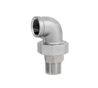 LAXALO Female and Female Pipe Fitting, 90 Degree Elbow BSP Thread SS304 Live Joint Coupling Union Connector 1pc(Brown,3/4inch)