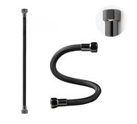 LAXARA DVGW Premium Coloured Flex Hose Black and White 3/8 Inch to 1/2 Inch Nut on Both Sides in Selectable Styles (3/8 Inch Black Steel 30 cm)