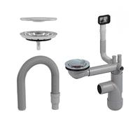 LAXARA Flexlok Telescopic Trap for Space-Saving Kitchen Sinks/Basins | Universal Flexibility with Recycled Plastic | (Flexlok1 with Square Overflow with Drain Pipe with Magnetic Cover)