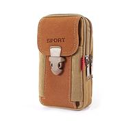 LAXIAY Men's Mobile Phone Sports Bag,Canvas Belt Bag Phone Wallet Purse,Outdoor Sports Bum Pouch Casual Mobile Phone Pocket (Khaki,B)