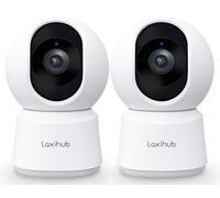 LAXIHU Pet Camera Indoor No Monthly Fee,256GB Supports,2K 3MP HD Baby Camera,Remote Pan Tilt,Dog Camera,Night Vision,Work with Alexa & Google Home,2 Pack(P2T)