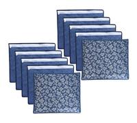LAXIS Non-Woven Printed Single Saree Cover, Pack of 10, Transparent Zippered Saree Covers, Size 36x42x2cm, Blue