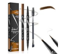 LAXISCREED 2-in-1 Eyebrow Pencil & Eyeliner, Microblading Eyebrow Pen with 4-Fork Tip and Waterproof Formula for Natural 3D Hair-Like Strokes, Long-Lasting & Smudge-Proof (Light Brown)