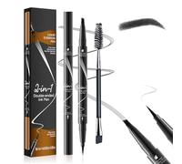 LAXISCREED 2-in-1 Eyebrow Pencil & Eyeliner, Microblading Eyebrow Pen with 4-Fork Tip and Waterproof Formula for Natural 3D Hair-Like Strokes, Long-Lasting & Smudge-Proof (BLACK)