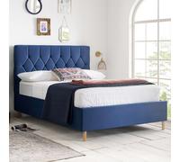 laxly fabric ottoman storage double bed in blue
