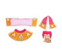 Laxmi Ganesh Dress vastra Poshak Cloth Lehenga Chunari Dhoti Puja Item samgari Radha Krishna Dress for Laxmi Durga Devi Idol Statues Indian Traditional Janmashtmi Festival (Size:-2")(Orange,Pink)