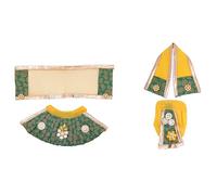 Laxmi Ganesh Dress vastra Poshak Cloth Lehenga Chunari Dhoti Puja Item samgari Radha Krishna Dress for Laxmi Ganesh Durga Devi Idol Statues Indian Traditional Diwali Festival(Size:-2")(Yellow,Green)