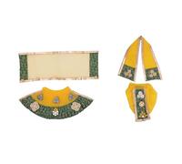 Laxmi Ganesh Dress vastra Poshak Cloth Lehenga Chunari Dhoti Puja Item samgari Radha Krishna Dress for Laxmi Ganesh Durga Devi Idol Statues Indian Traditional Diwali Festival(Size:-4")(Yellow,Green)
