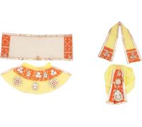 Laxmi Ganesh Dress vastra Poshak Cloth Lehenga Chunari Dhoti Puja Item samgari Radha Krishna Dress for Laxmi Ganesh Durga Devi Idol Statues Indian Traditional Diwali Festival(Size:-4")(Yellow,Orange)