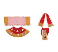 Laxmi Ganesh Dress vastra Poshak Cloth Lehenga Chunari Dhoti Puja Item samgari Radha Krishna Dress for Laxmi Ganesh Durga Devi Idol Statues Indian Traditional Diwali Festival (Size:- 3")(Red,Yellow)