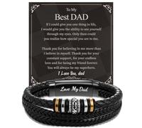 LAXPICOL Gifts For Men,Braided Leather Bracelet For Men/Husband/Boyfriend With Stainless Steel Clasp,Engraved Love Massage Men's Bracelet Birthday Christmas Valentine's DayJewellery Gifts-Style N-Dad