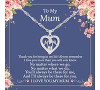 LAXPICOL Gifts For Mum,Mum Necklace For Women,Heart Necklace For Mum Gifts,Silver Necklace For Women, Mum Jewellery With Mum Blessing Card For Birthday Mother's Day Gifts