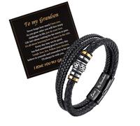 LAXPICOL Gifts To My Grandson Leather Bracelet With Magnetic Clasp