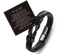 LAXPICOL Gifts To My Son Leather Bracelet With Magnetic Clasp-Son