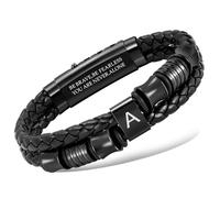 LAXPICOL Men's Bracelets Gifts For Men,Engraved Initial A-Z Letter Mens Leather Bracelet With Stainless Steel Adjustable Buckle,Men's Jewellery Christmas Anniversary Birthday Gift For Him-Initial A