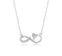 LAXPICOL Silver Necklace For Women,Infinity Necklace With 5A+ Heart Cubic Zirconia,925 Sterling Silver Heart Necklace For Women,Adjustable Womens Necklace Jewellery Gifts For Women/Her,40+5cm