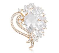 LAXPICOL Vintage Austrian Crystal Elegant Heart Flower Brooch Pin For Women Wedding Broach Pin, crystal, no gemstonne