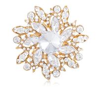 LAXPICOL Vintage Women's Austrian Crystal Elegant Flower Brooch Wedding Broach Pin, M, Crystal, rhinestone