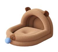 laxreheye Cat Bed - Semi-Enclosed Capybara Motif Pet Cave with Removable Plush Ball - Sleeping Pillow for Cat - For Home Indoor Living Room Floor Cat Kitten Spring