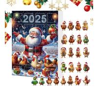 laxreheye Chicken Ornaments for Christmas Tree, 2D Acrylic Chicken Pendant for Interior Mirror, 24-Day Countdown Calendar, Animal Pendant for Car, Party, Home, Wall, Window, Christmas Tree