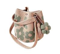 laxreheye Crochet Bag, Boho Shoulder Bag with Floral Pattern, Knitted Bag, for Party, Travel, Holiday, Outdoor, Shopping, Daily Work, Girls as well as, Green, Siehe Beschreibung