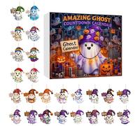 laxreheye Halloween Countdown Calendar - Twenty-Four Days Countdown Pendant Set, Festive Acrylic Decoration, 2D Wall Decoration for Home, Party, Wall, Festive Home Activities