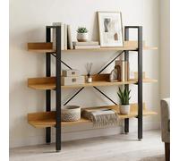 Laxton Light Oak Effect 3 Tier Large Shelf Unit with Black Finish Frame