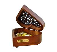 Laxury Heart-Shaped Creative Engraved Wooden 18-Note Wind-up Musical Box,Musicl Toys,Tune:Over The Rainbow