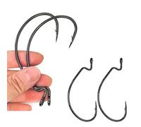 Laxygo 5 pcs/Pack Offset Worm Fishing Hooks Large Fishing Hook 4X Strong High Carbon Steel Worm Soft Bait Jig Size 5/0 6/0 7/0 8/0 10/0 12/0 (6/0-5pcs)