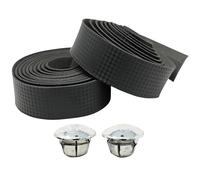 Laxzo ® 2 Rolls of Non-Slip Cycling Handlebar Tape Foam Grip for Road, Urban, MTB Bikes - Shock Absorbing, Flexible Rubber Sponge, Easy Application, Includes End Plugs, Black Color